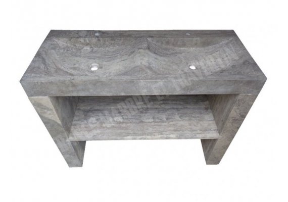 Travertin Silver Evier 120x50 10 cm Meuble 2 Bacs 1