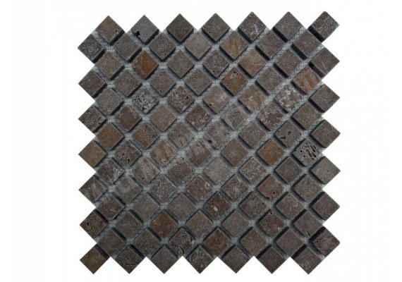 Travertin Noce Mosaïque 2,3x2,3 cm Diagonal Antique  1