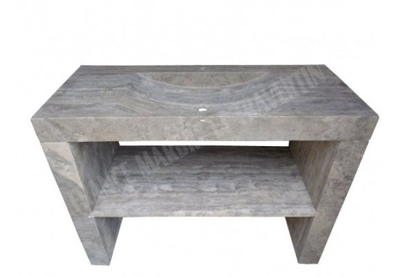 Travertin Silver Évier 120x50 10 cm Meuble 1 Bac Adouci 1