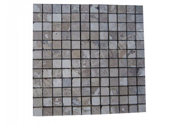 Travertin Beige & Noce Mosaïque 2,3x2,3 cm Antique  1