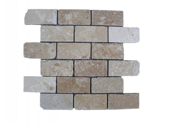 Travertin Beige Mosaïque 4,8x10 cm Antique  1