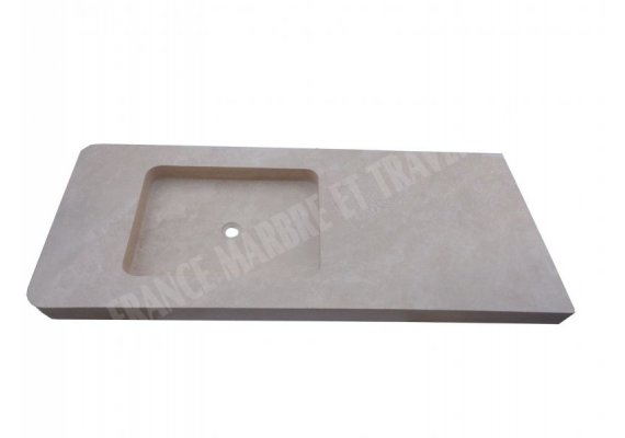 Travertin Beige Évier 1 Bac 155x63 10 cm Adouci 1