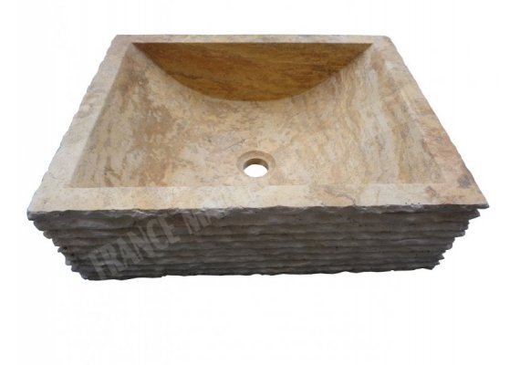 Travertin Jaune Évier 40x50 15 cm Strié 1