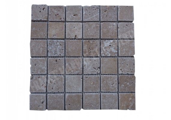 Travertin Noce Mosaïque 4,8x4,8 cm Antique 1