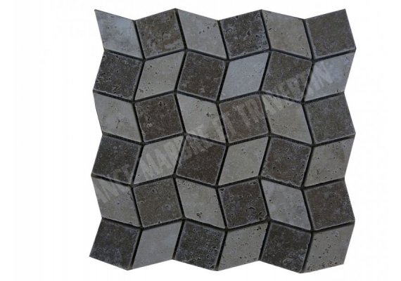 Travertin Beige & Noce Mosaïque Grand 3D Antique 1