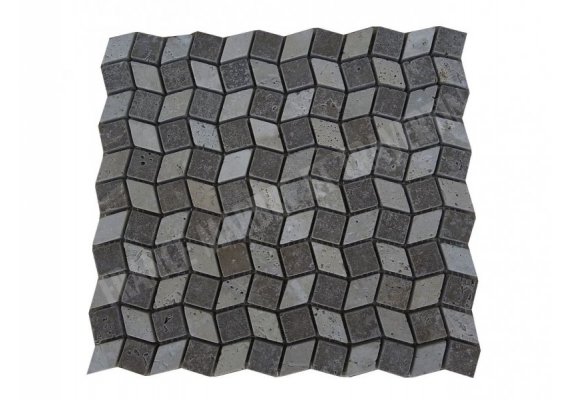 Travertin Beige & Noce Mosaïque Petit 3D Antique 1