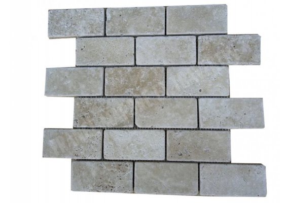 Travertin Beige Clair Mosaïque 4,8x10 cm Antique 1