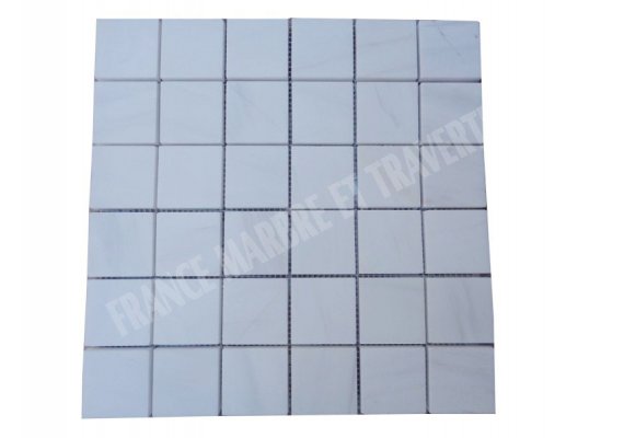 Dolomite Blanc Mosaïque Parquet 4,8x4,8 cm Poli 1