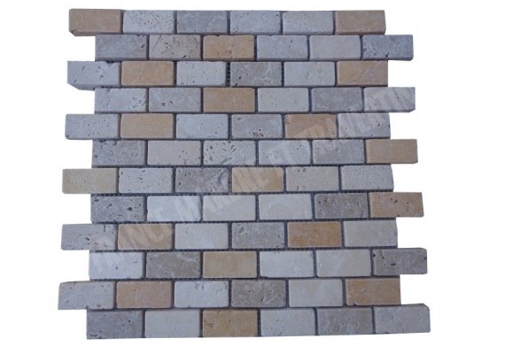 Travertin Mixte Mosaïque 3 Couleur 2,3x4,8 cm Antique  1