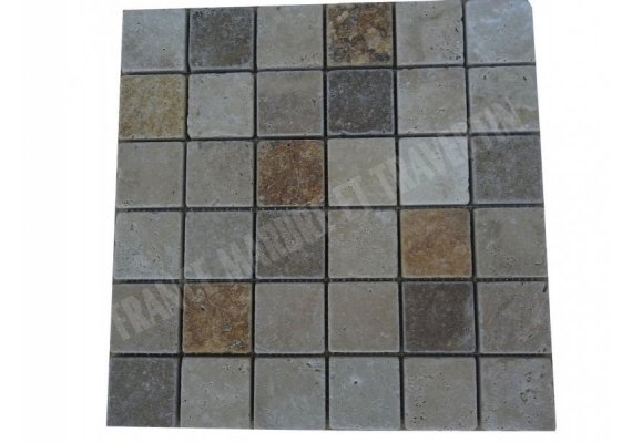 Travertin Mixte Mosaïque 3 Couleur 4,8x4,8 cm Antique  1