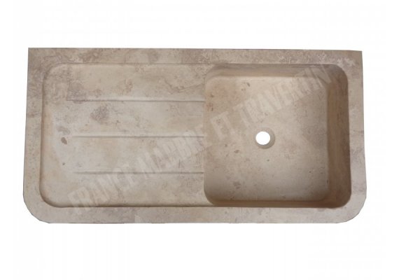 Travertin Noce Évier 1 Bac 90x46 15 cm Adouci 1