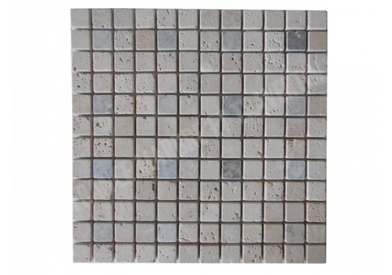 Travertin Beige & Silver Mosaïque 2,3x2,3 cm Antique 1