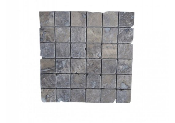 Travertin Silver Mosaïque 4,8x4,8 cm Antique  1