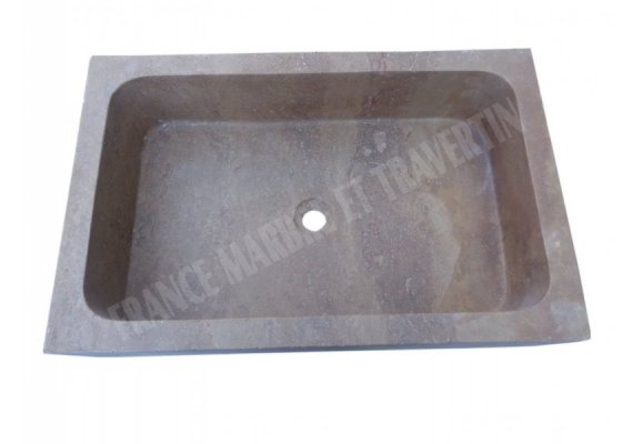 Travertin Noce Évier 70x40 18 cm Bouchardé 1