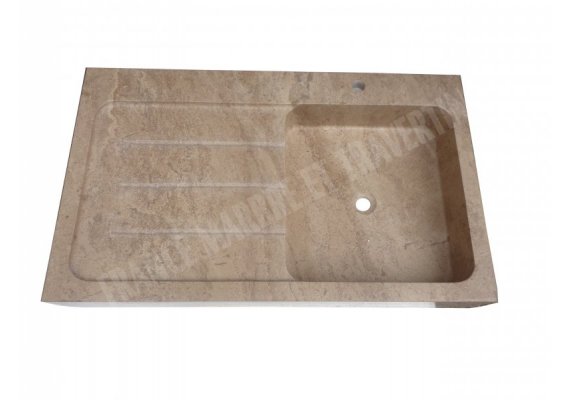 Travertin Noce Évier 1 Bac 100x60 15 cm Adouci 1