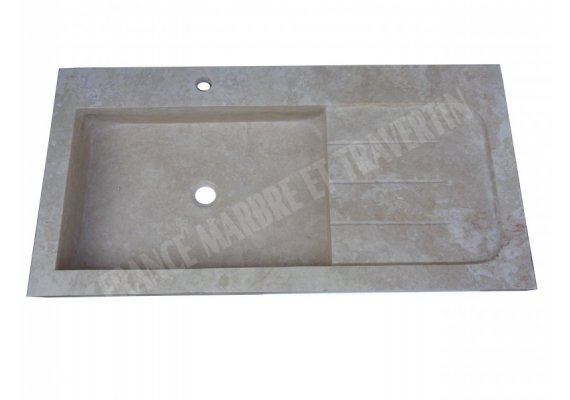 Travertin Beige Évier 1 Bac 90x46 15 cm Adouci 1