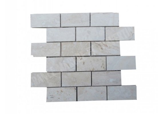 Travertin Ivoire Mosaïque 4,8x10 cm Rebouche Adouci  1