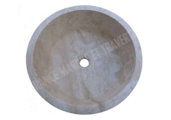 Travertin Beige Vasque Mi- Conique Strié  1