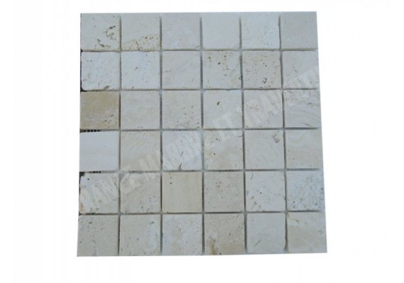 Travertin Ivoire Mosaïque 4,8x4,8 cm Antique 1