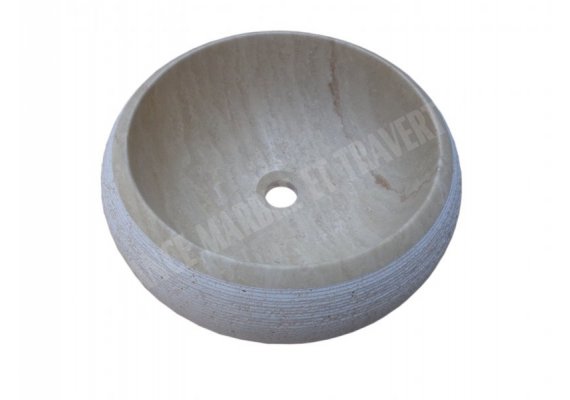 Travertin Beige Vasque Lentille Strié 1