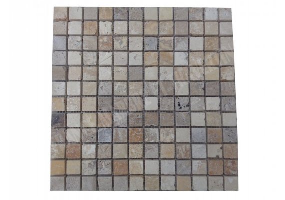 Travertin Mixte Mosaïque 4 Couleur 2,3x2,3 cm Antique 1