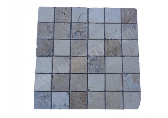 Travertin Mixte Mosaïque 4 Couleur 4,8x4,8 cm Antique 1