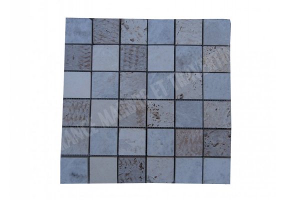 Travertin Mixte Mosaïque 4,8x4,8 cm Brut 1