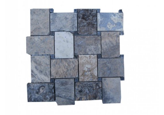 Travertin Silver Mosaïque 4,8x7,5 cm Adouci  1