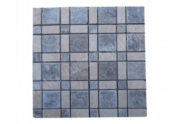 Travertin Silver & Beige Mosaïque Carre Antique 1