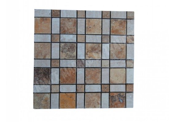 Travertin Jaune & Beige Mosaïque Carré Antique 1