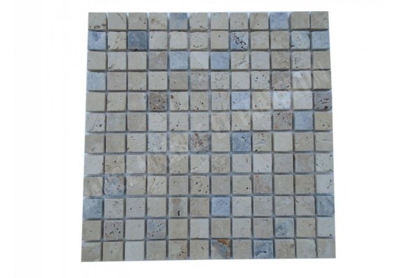 Travertin Mixte 3 Couleur Mosaïque 2,3x2,3 cm    1