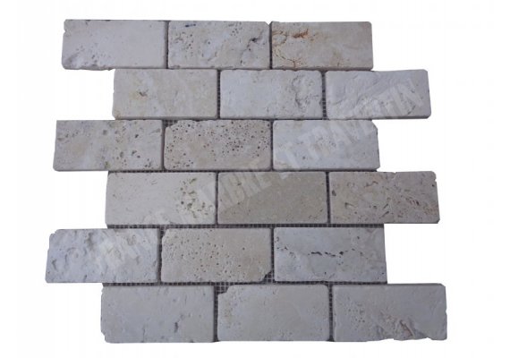 Travertin Ivoire Mosaïque 4,8x10 cm Antique  1