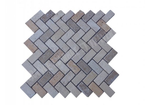 Travertin Mixte Mosaïque 3 Couleur Parquet Antique  1