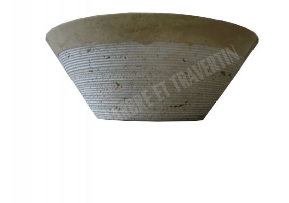 Travertin Beige Vasque Conique Strié 1