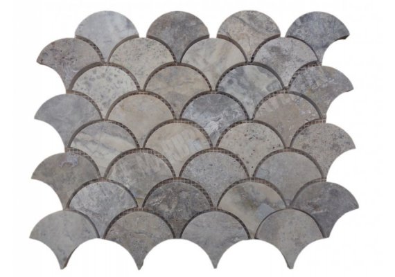 Travertin Silver Arabesque Mosaïque Shell Adouci  1