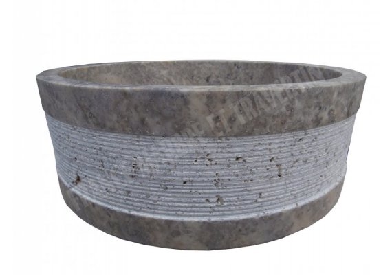 Travertin Silver Vasque 2 Cylindre Strié 1