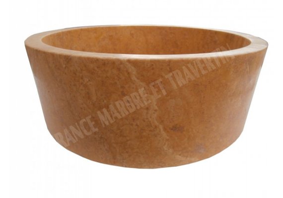 Travertin Jaune Or Vasque Cylindre Adouci 1