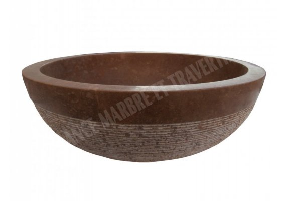 Travertin Noce Vasque Bol Strié 1