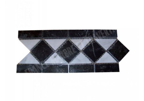 Marbre Frise Noir - Blanc Poli 28,5x12 cm 1
