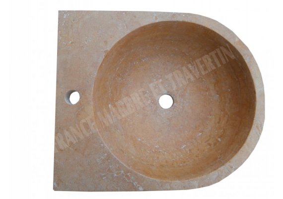 Travertin Jaune Vasque Lave Main Demi-Ronde Adouci 1