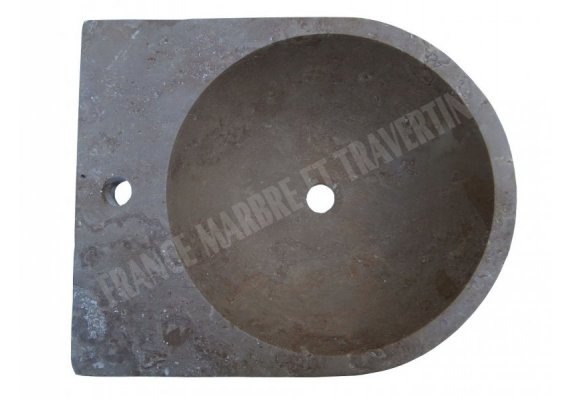 Travertin Noce Vasque Lave Main Demi-Ronde Adouci 1